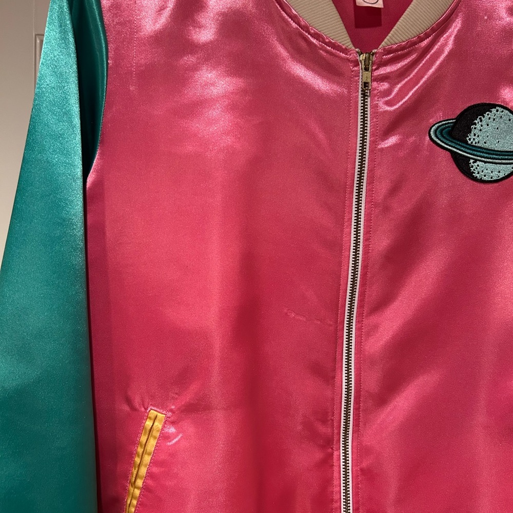 Big Bud Press Pink and Green Varsity Jacket with Emblem - Picture 5 of 9